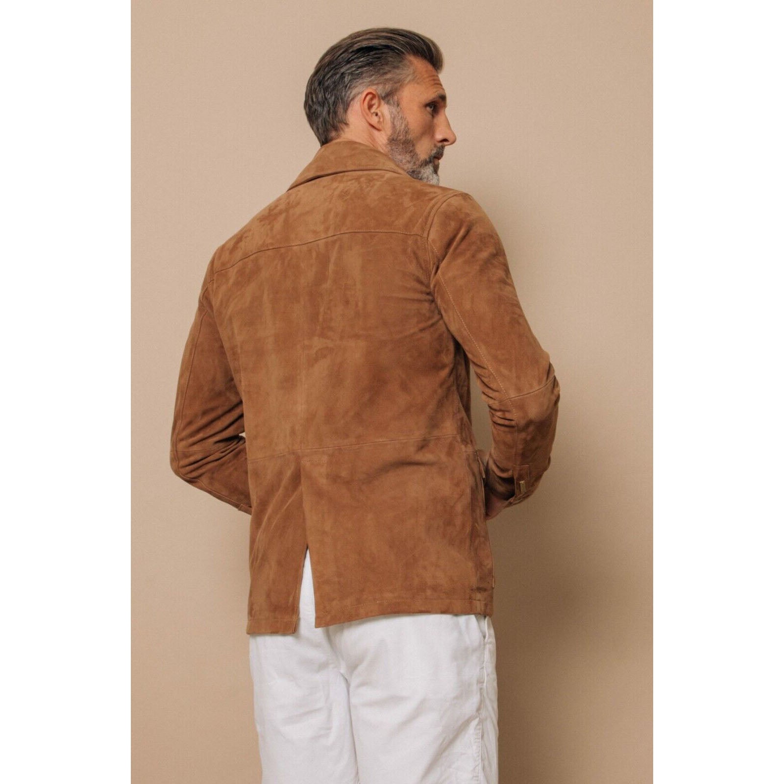 Men's Brown Field Leather Jacket in Pure Suede - AMSEL LEATHERS