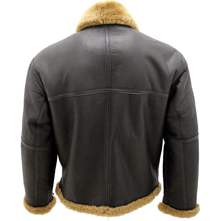 Men's Brown RAF Shearling Sheepskin Flying Jacket with Ginger Fur - AMSEL LEATHERS