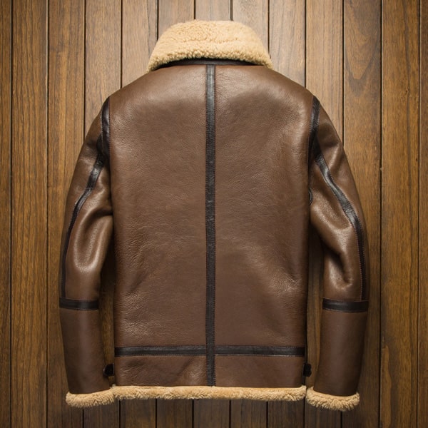 Men's Brown Sheepskin Fur Flying Coat Shearling Flight Jacket - AMSEL LEATHERS