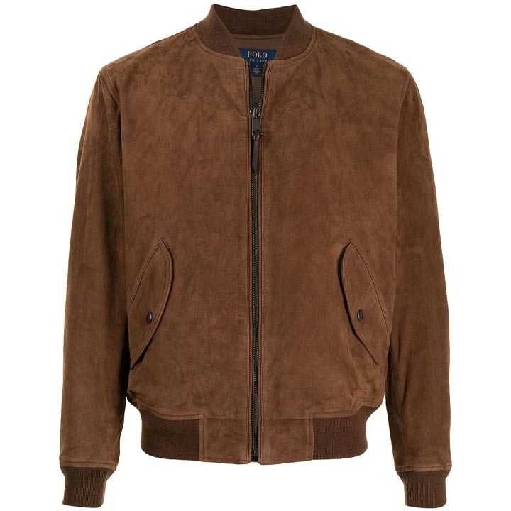 Men's Brown Suede Leather Bomber Jacket - AMSEL LEATHERS