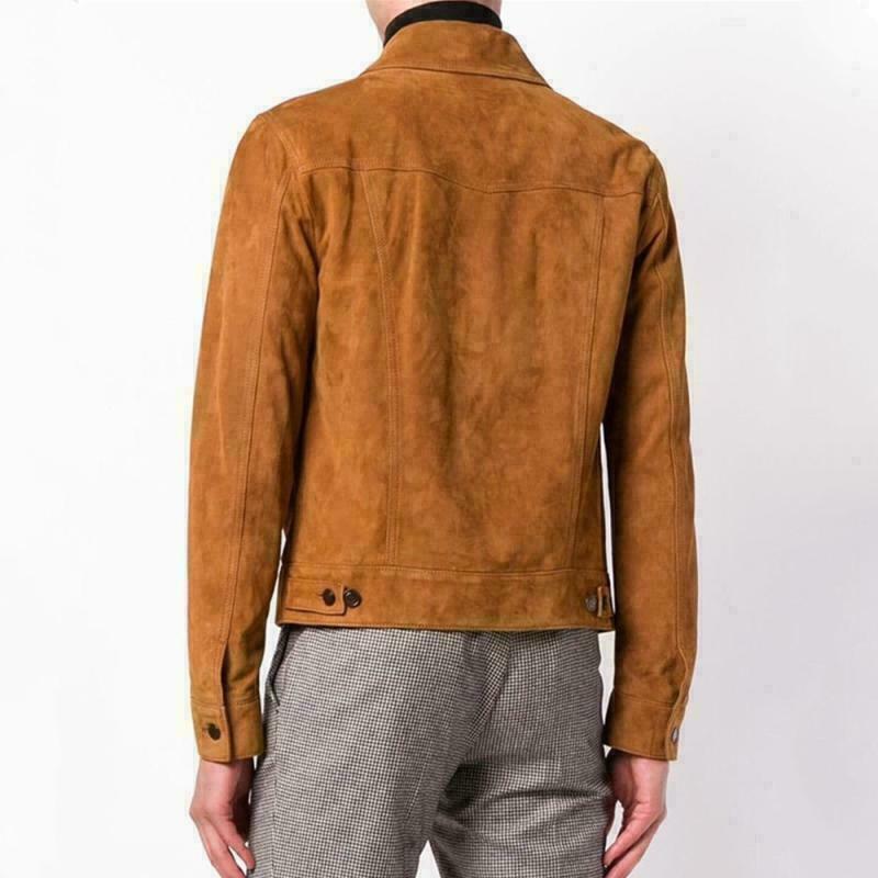 Men's Brown Suede Trucker Jacket - AMSEL LEATHERS