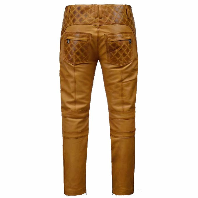 Men's Burnt Brown Leather Pant - AMSEL LEATHERS