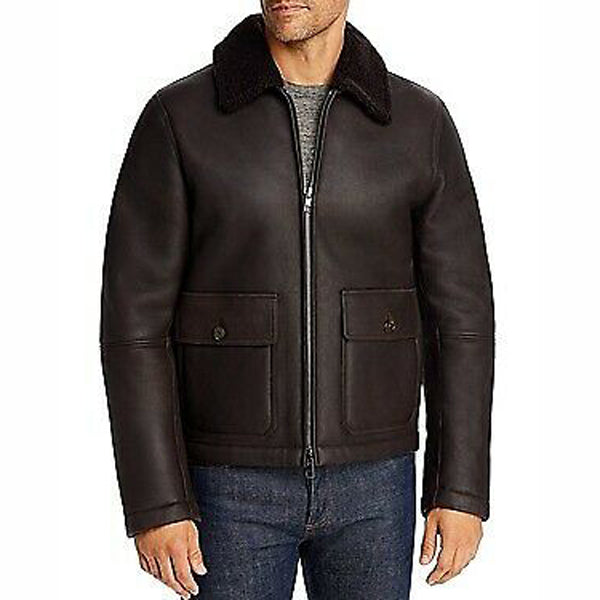 Men's Chocolate Leather Shearling Flight Jacket - AMSEL LEATHERS