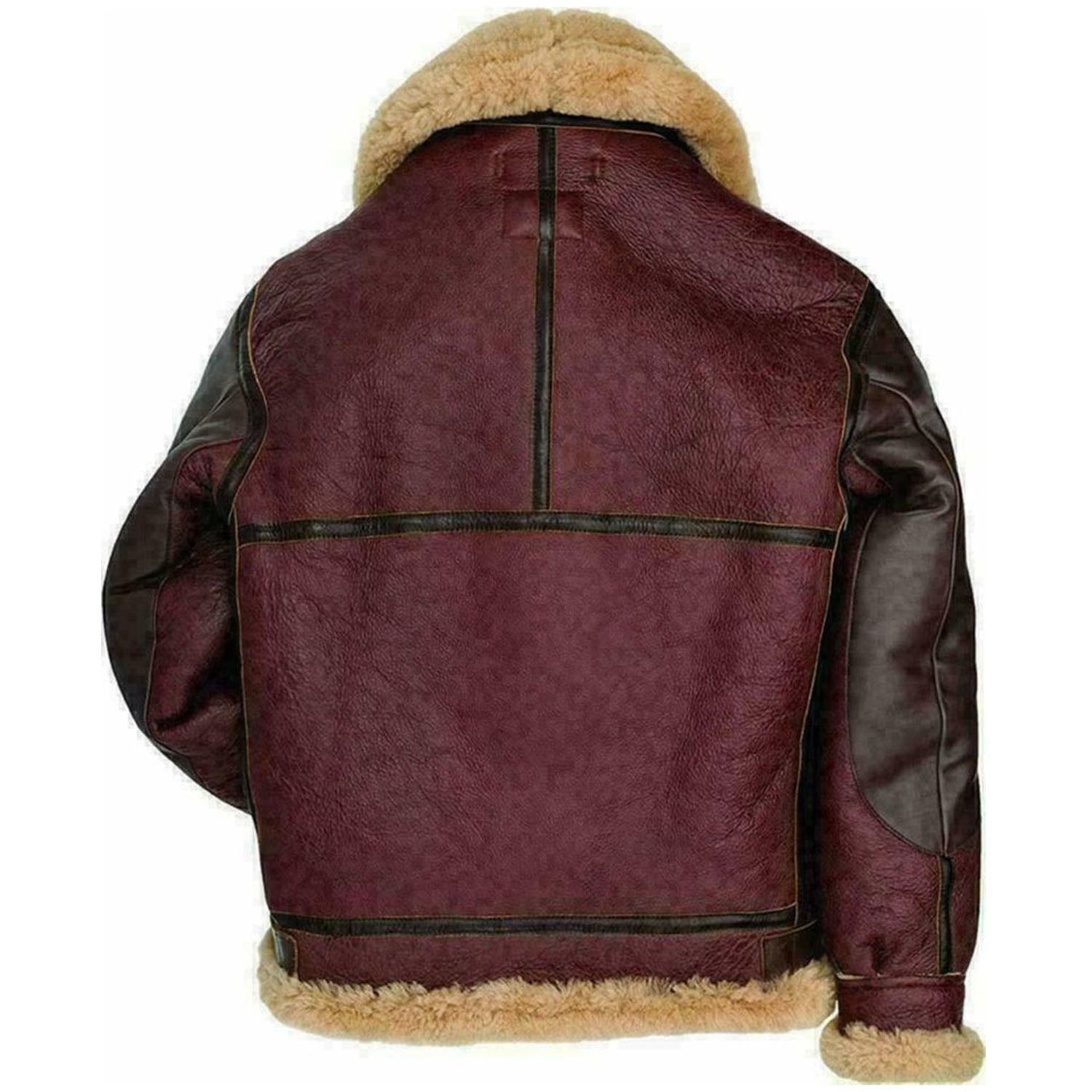 Men's Cockpit Maroon Sheepskin Leather Jacket - AMSEL LEATHERS