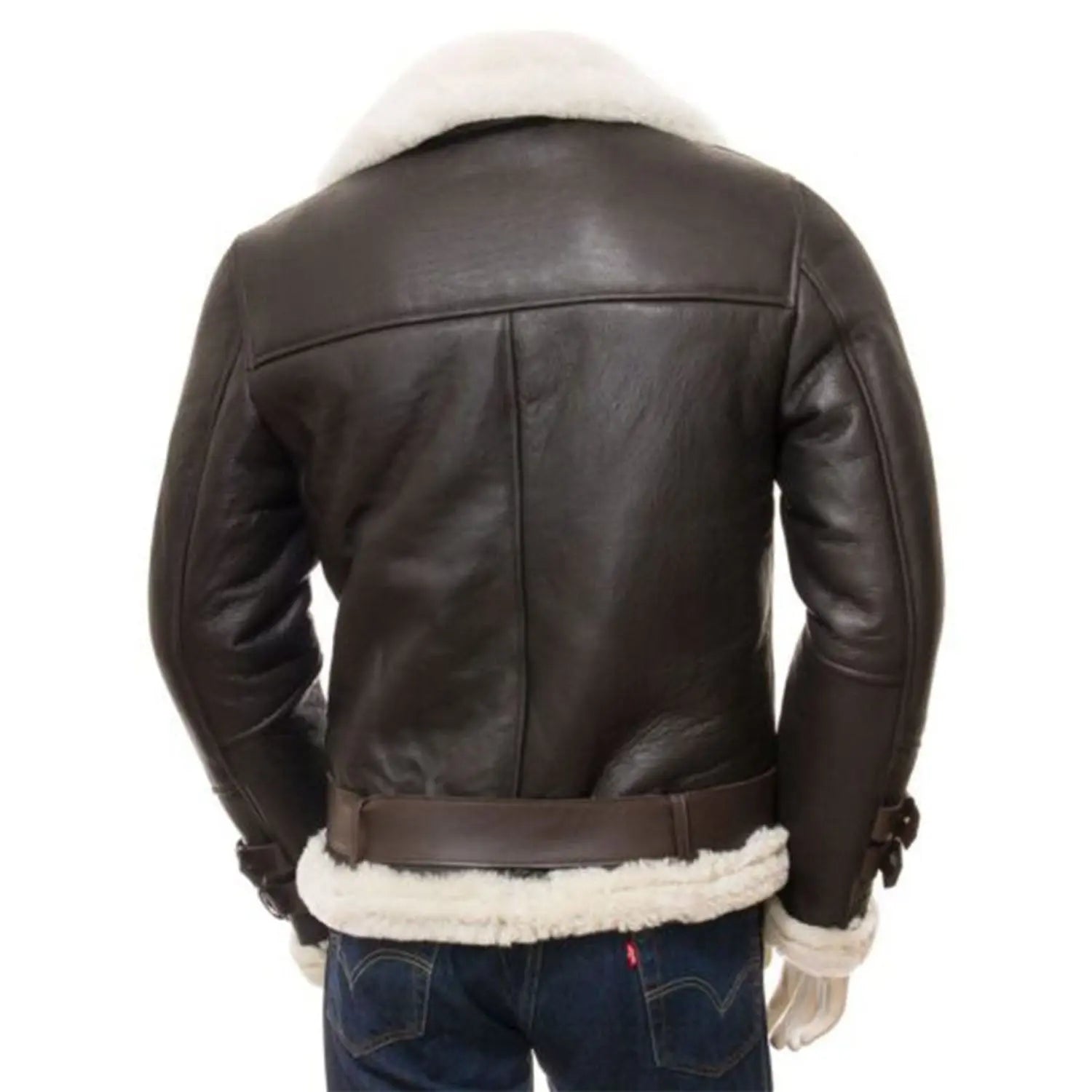 Men's Cross Zip Aviator Faux Shearling Leather Jacket - AMSEL LEATHERS