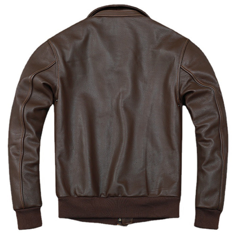 Men's Dark Brown A2 Flight Jacket - Leather Aviator Bomber Coat - AMSEL LEATHERS