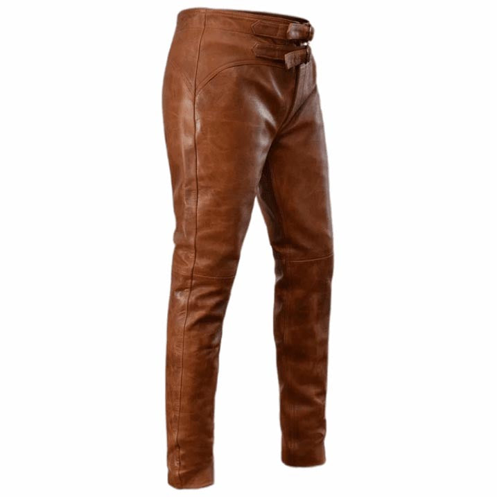 Men's Distressed Brown Leather Pant - AMSEL LEATHERS