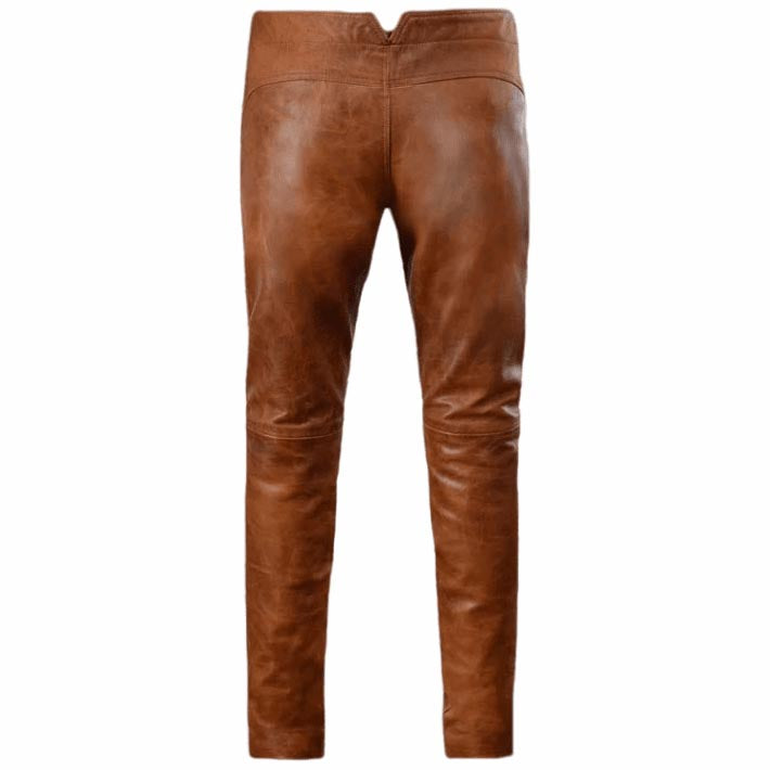 Men's Distressed Brown Leather Pant - AMSEL LEATHERS