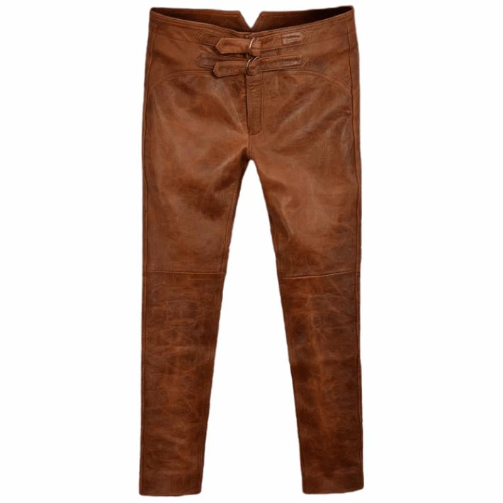 Men's Distressed Brown Leather Pant - AMSEL LEATHERS