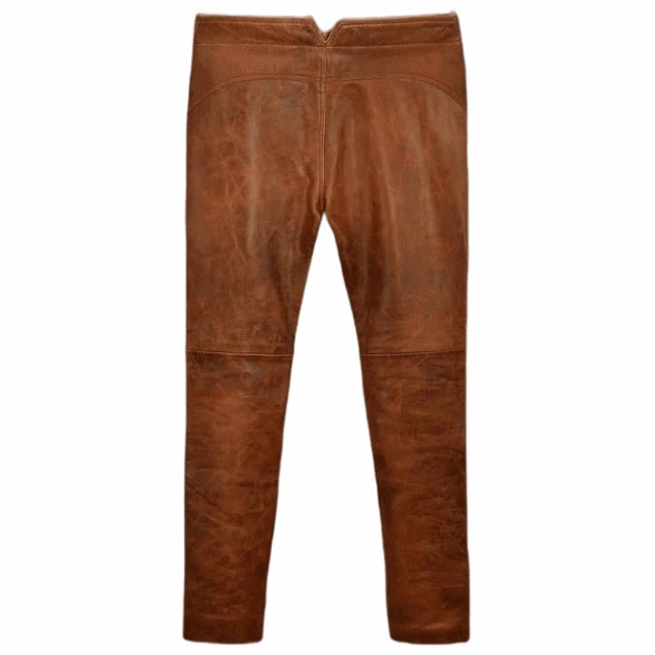 Men's Distressed Brown Leather Pant - AMSEL LEATHERS