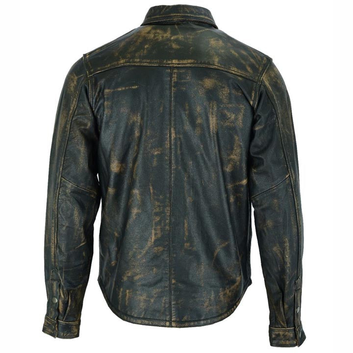 Men's Distressed Leather Shirt - AMSEL LEATHERS