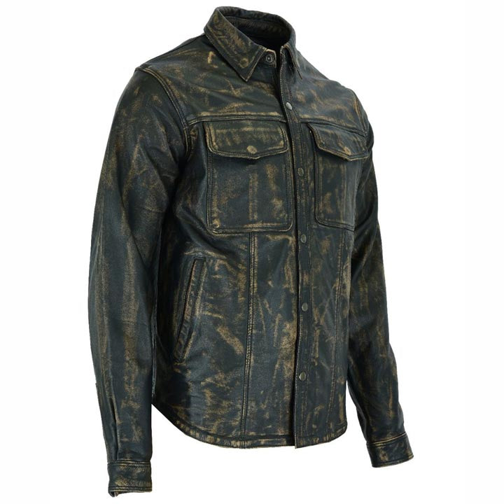 Men's Distressed Leather Shirt - AMSEL LEATHERS