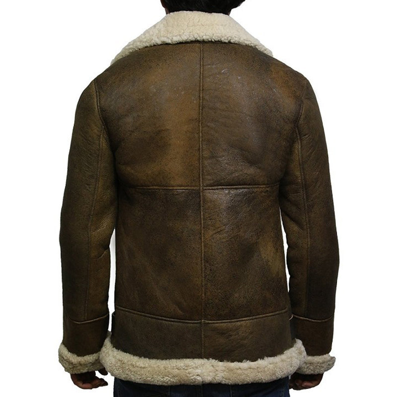 Men's Flying Bomber Sheepskin Leather Shearling Aviator Jacket - AMSEL LEATHERS