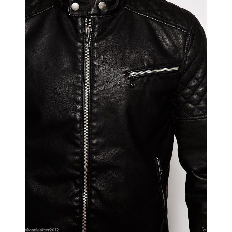 Men's Genuine Lambskin Leather Motorcycle Slim fit Biker Jacket - AMSEL LEATHERS