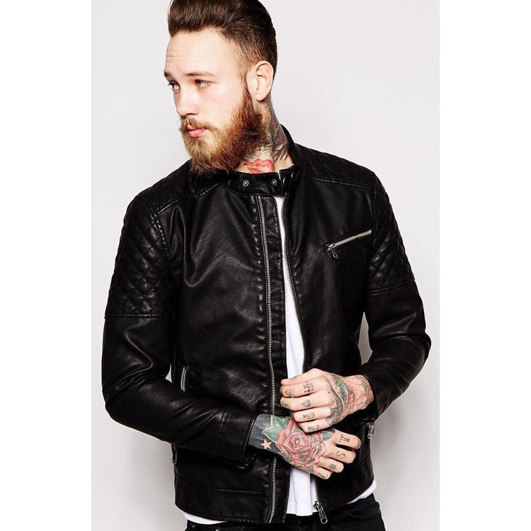 Men's Genuine Lambskin Leather Motorcycle Slim fit Biker Jacket - AMSEL LEATHERS