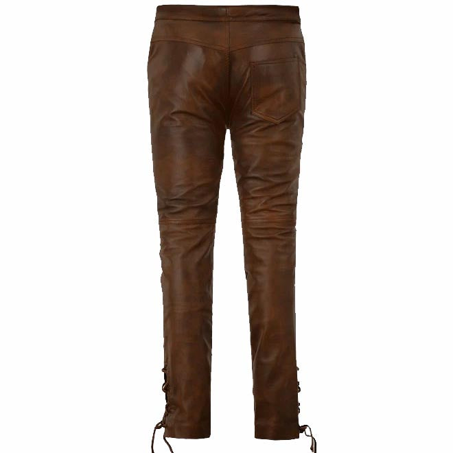 Men's Lace Up Cowboy Leather Pant - AMSEL LEATHERS