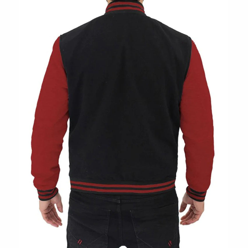 Men's Maroon and Black Baseball Varsity Jacket - AMSEL LEATHERS