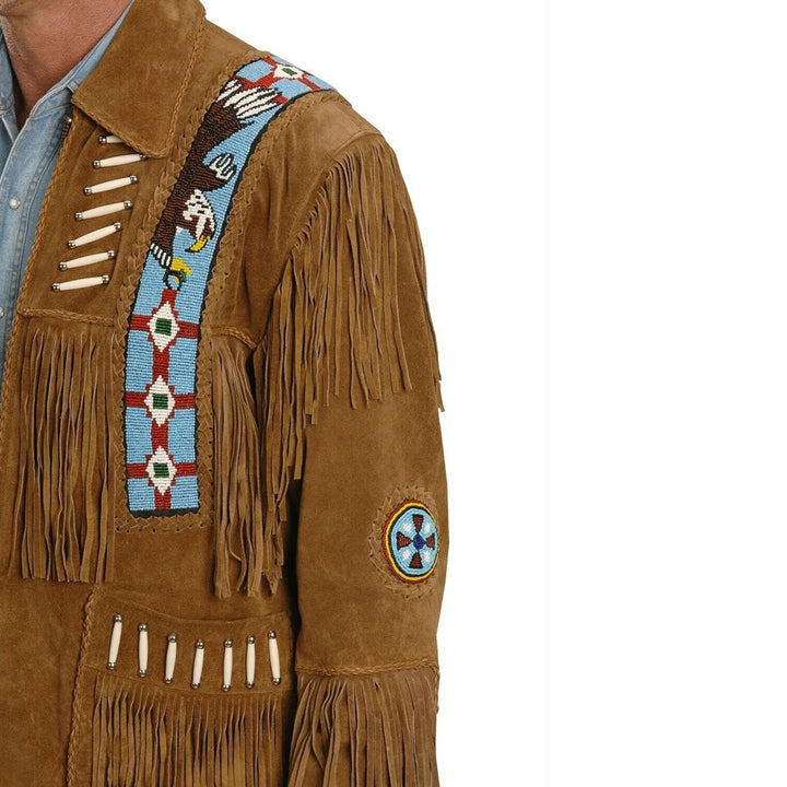 Men's Native American Suede Leather Western Jacket - AMSEL LEATHERS