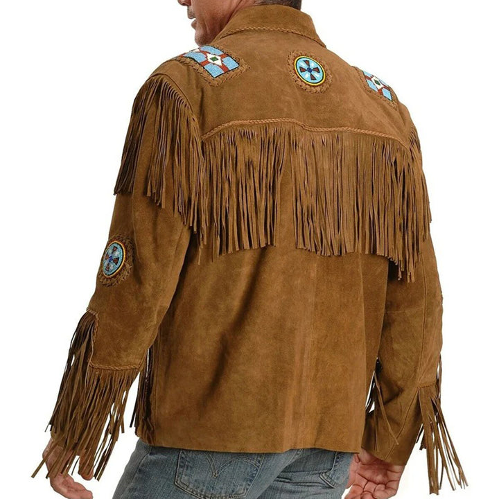 Men's Native American Suede Leather Western Jacket - AMSEL LEATHERS