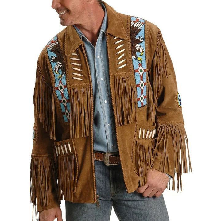 Men's Native American Suede Leather Western Jacket - AMSEL LEATHERS