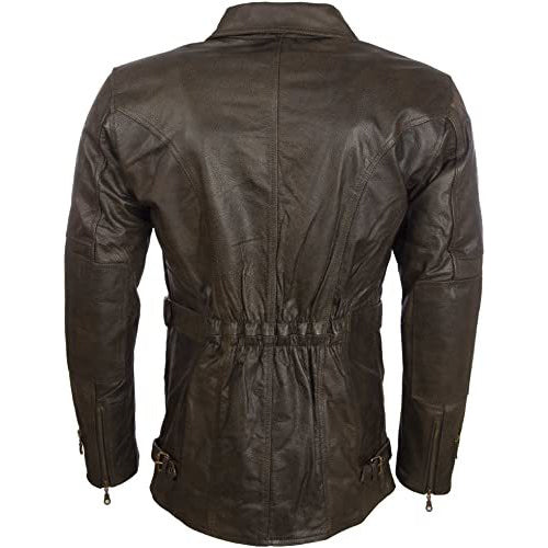 Men's Real Cowhide Leather Belted Motorbike Coat - AMSEL LEATHERS