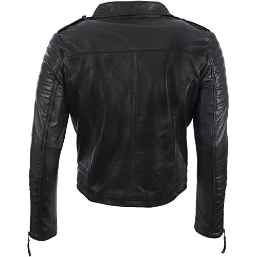 Men’s Real Leather Asymmetric Zip Fashion Biker Jacket - AMSEL LEATHERS