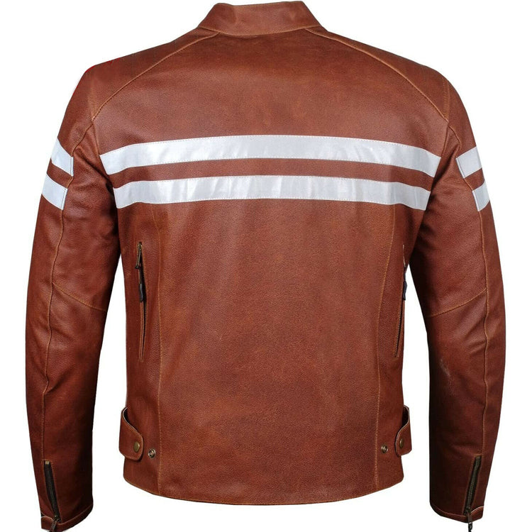 Men's Red Leather Biker Motorcycle Jacket - AMSEL LEATHERS