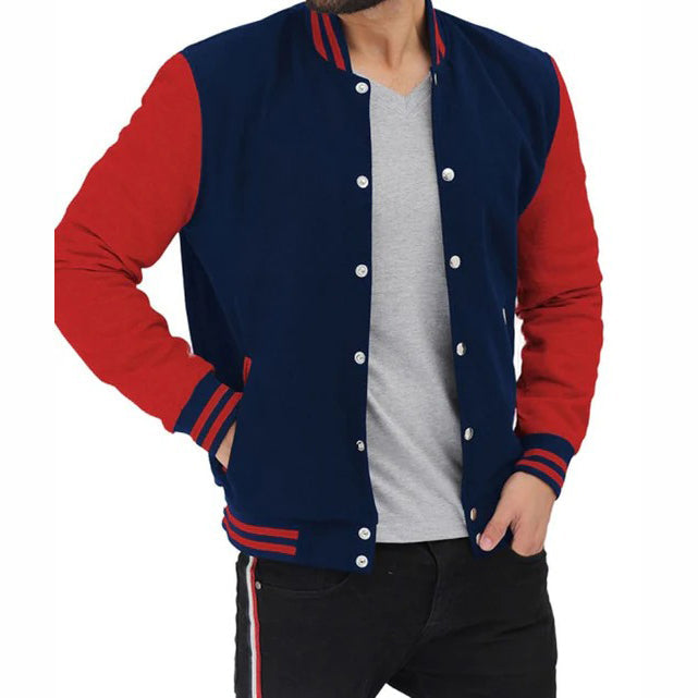 Men's Red and Blue Varsity Baseball Jacket - AMSEL LEATHERS