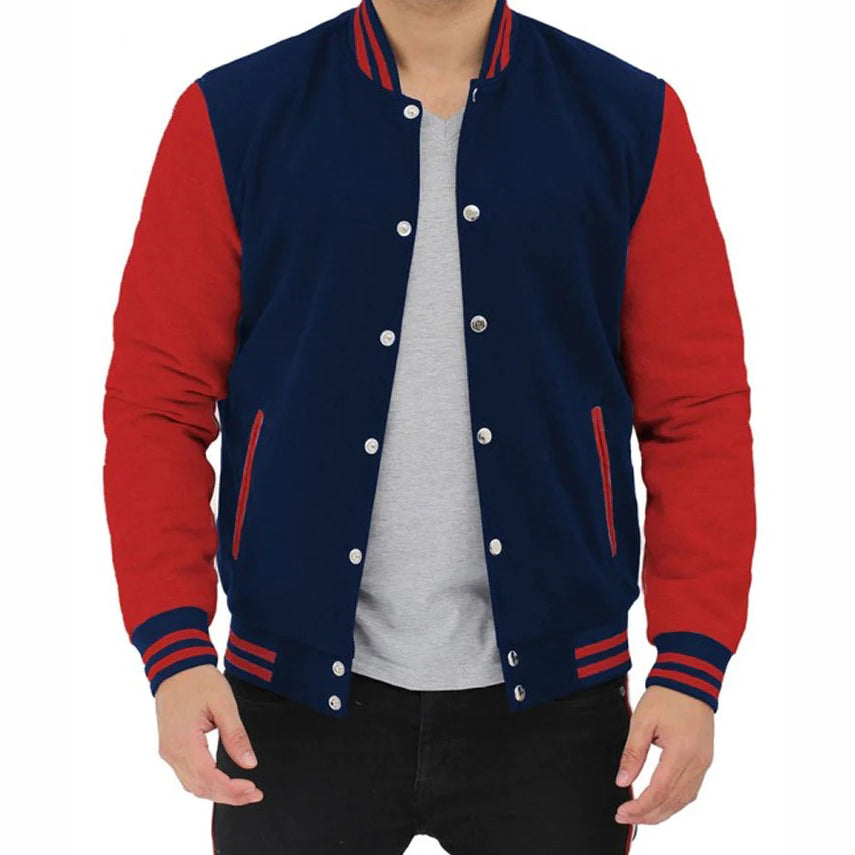 Men's Red and Blue Varsity Baseball Jacket - AMSEL LEATHERS