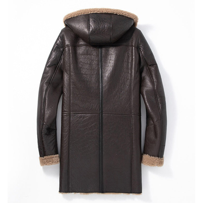 Men's Shearling Sheepskin Hooded Parka Winter Coat - AMSEL LEATHERS