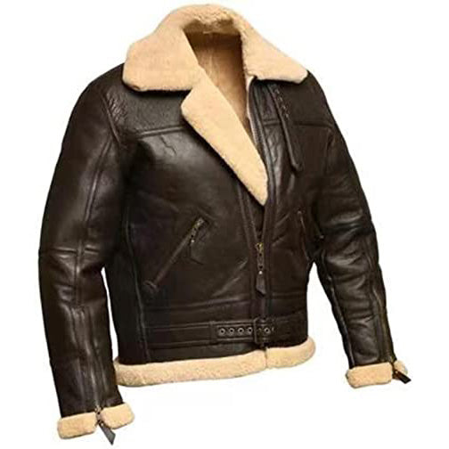 Men's Shearling Sheepskin Leather Flying Aviator Jacket - AMSEL LEATHERS