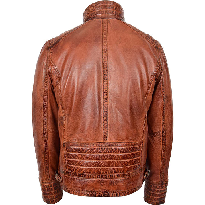 Men's Sherpa Lined Brown Leather Jacket - AMSEL LEATHERS