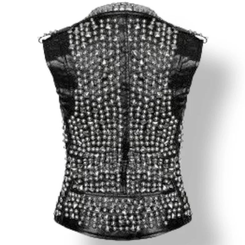 Men's Studded Leather Biker Vest - AMSEL LEATHERS