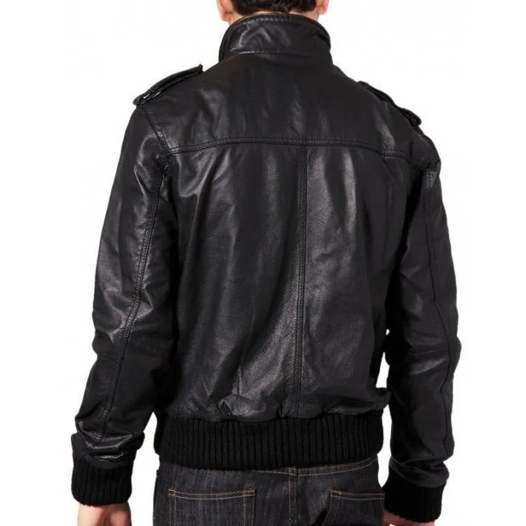 Men's Trendy Soft Sheepskin Front Zipped Bomber Jacket - AMSEL LEATHERS