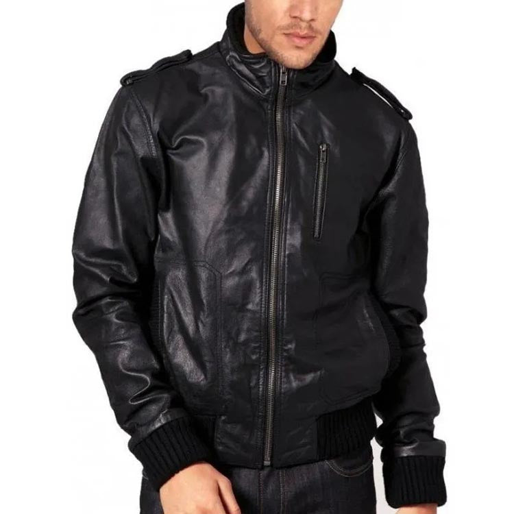 Men's Trendy Soft Sheepskin Front Zipped Bomber Jacket - AMSEL LEATHERS