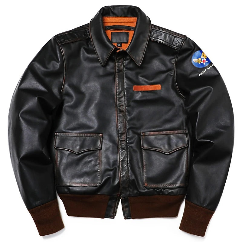 Men's Vintage A-2 US Air Force Style Leather Flight Jacket - AMSEL LEATHERS