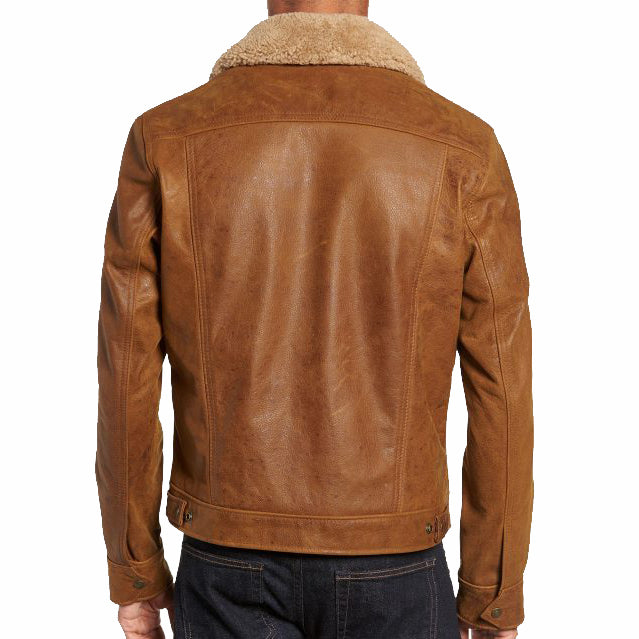 Men's Vintage Buffalo Leather Trucker Jacket - AMSEL LEATHERS