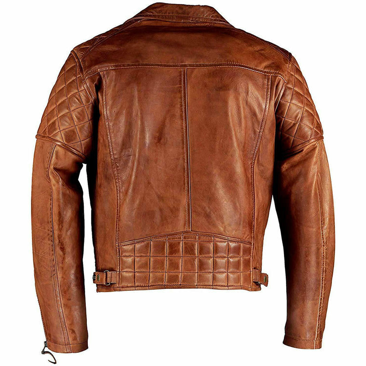 Men's Vintage Distressed Brown Leather Cafe Racer Jacket - AMSEL LEATHERS