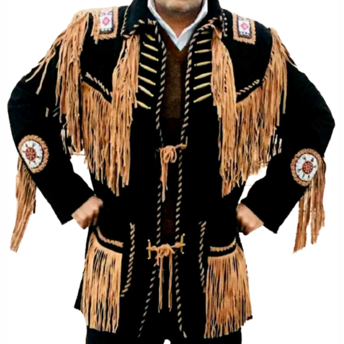 Men's Western Leather Jacket with Fringe - AMSEL LEATHERS