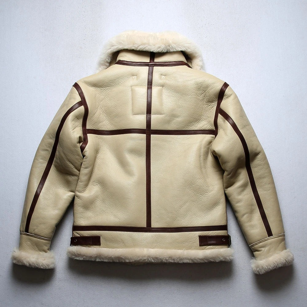 Men's Winter White B3 Shearling Sheepskin Jacket - AMSEL LEATHERS