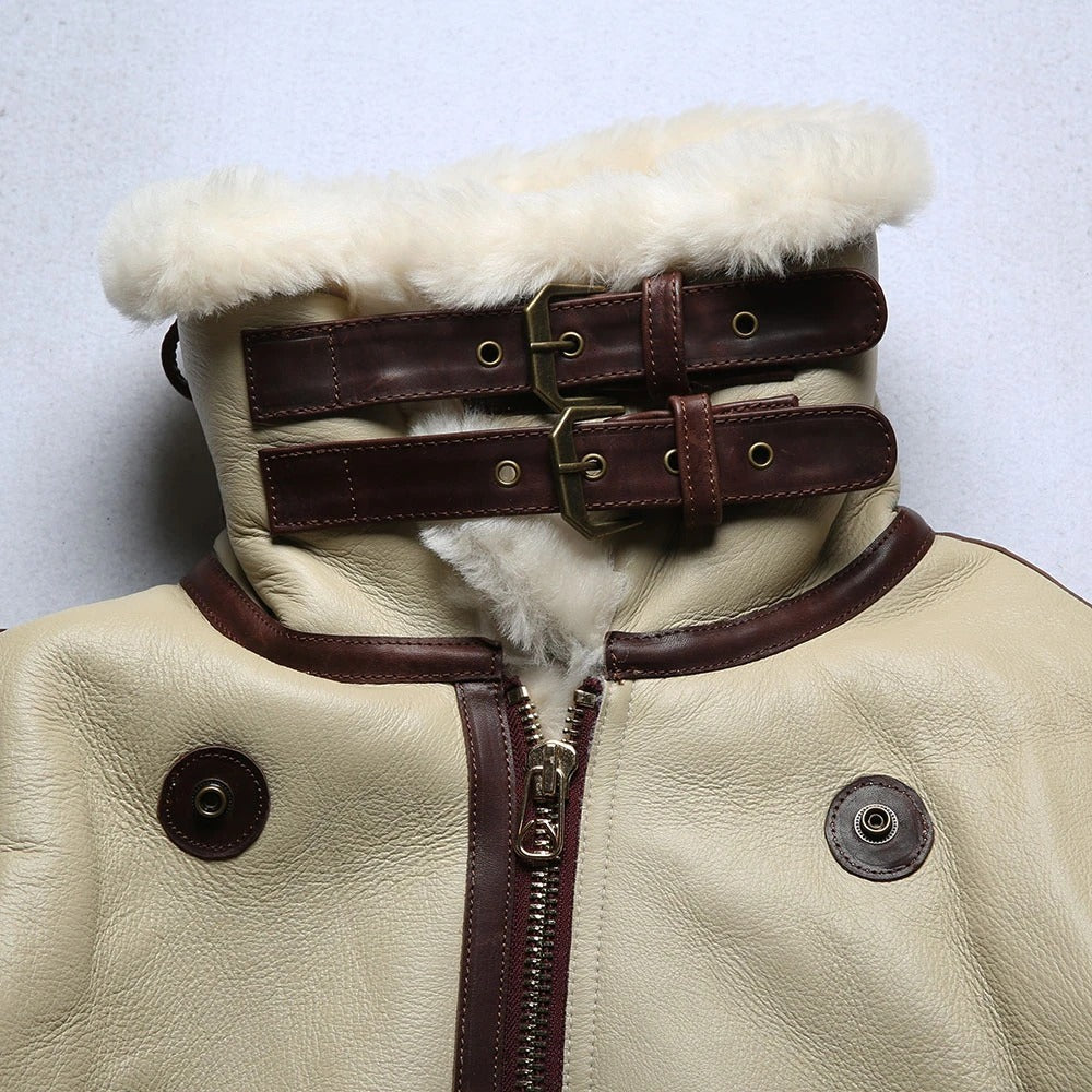 Men's Winter White B3 Shearling Sheepskin Jacket - AMSEL LEATHERS