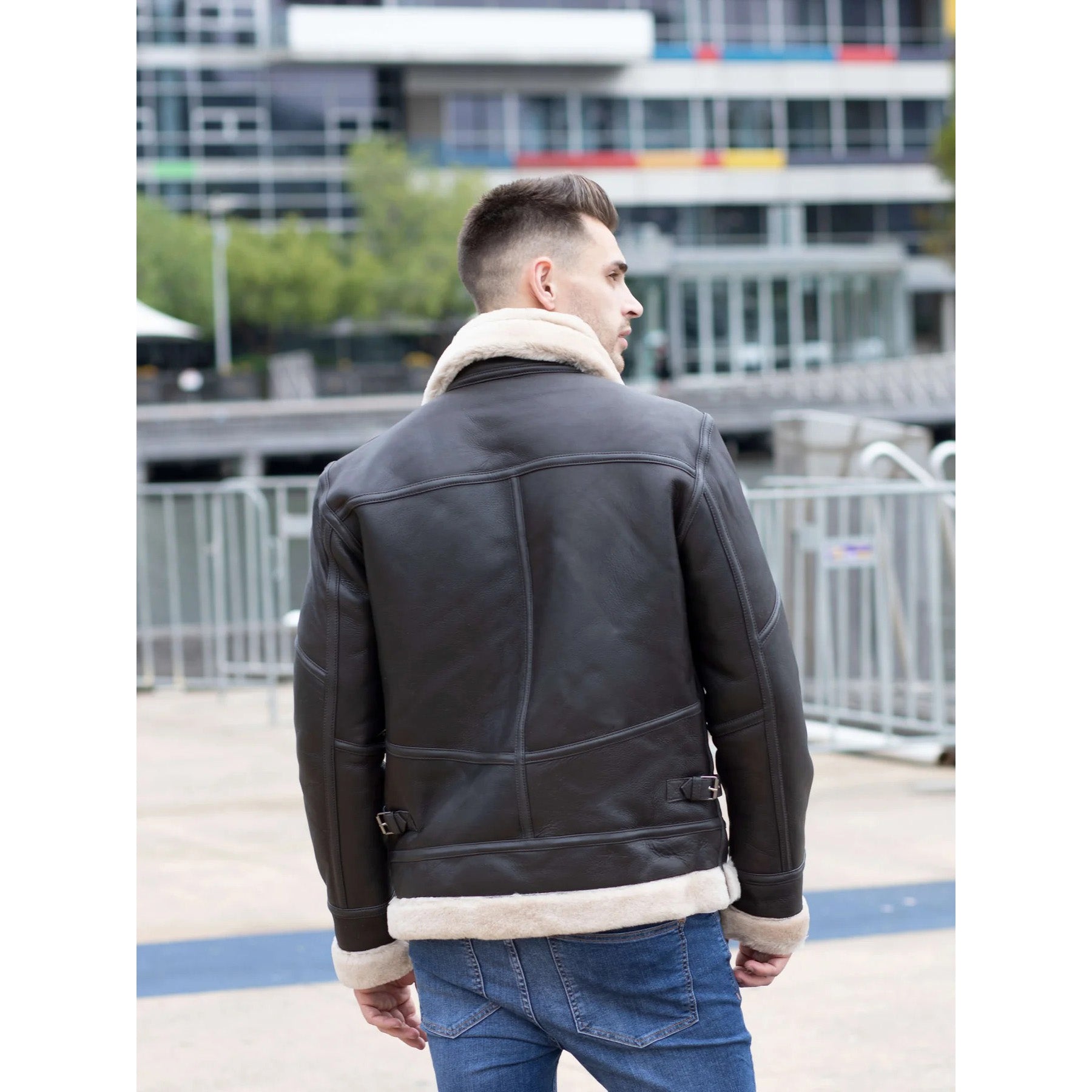 Men's Airforce Style Shearling Leather Jacket - AMSEL LEATHERS