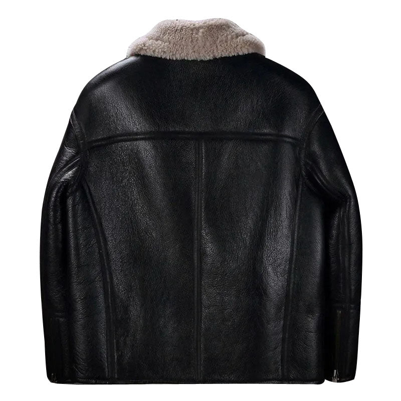 Men's Black Sheepskin Shearling Motorcycle Jacket - AMSEL LEATHERS