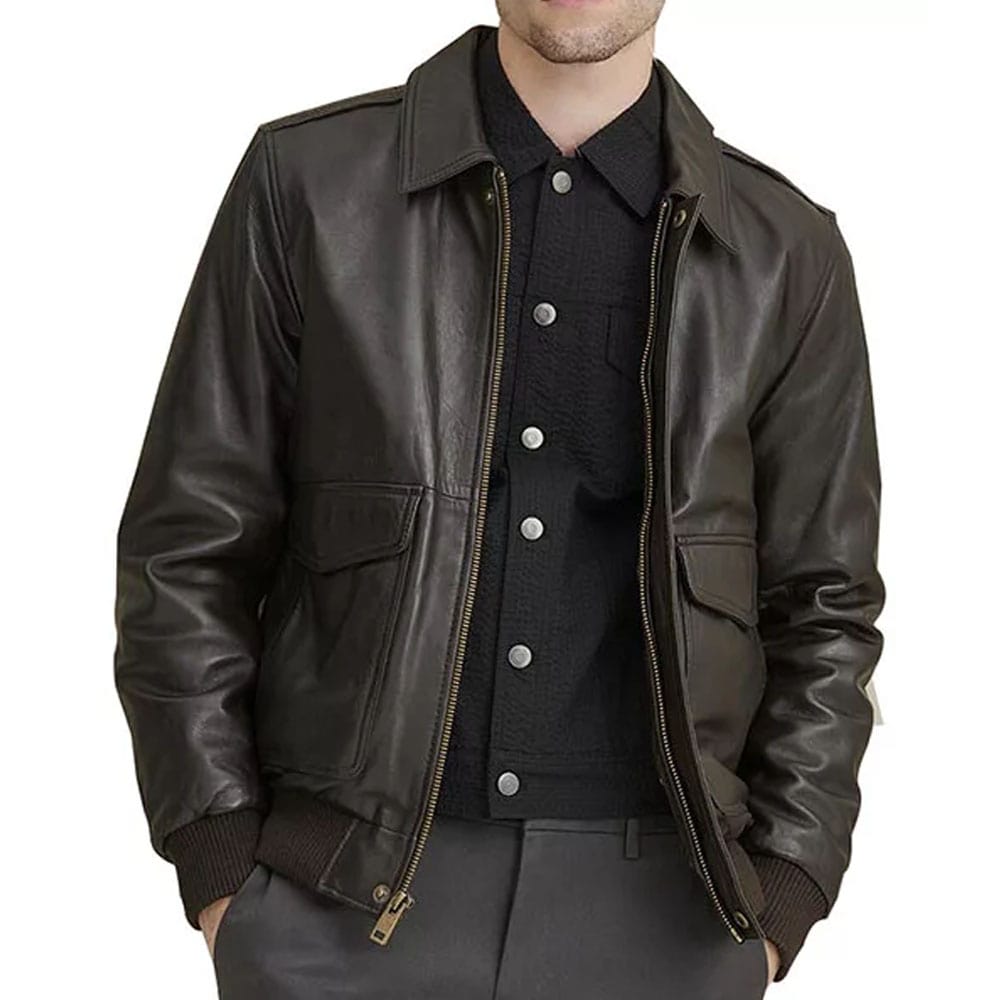 Men's Brown A-2 Flight Aviator Jacket - AMSEL LEATHERS