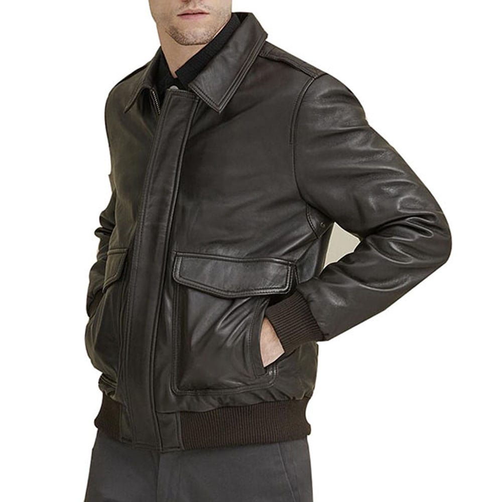 Men's Brown A-2 Flight Aviator Jacket - AMSEL LEATHERS