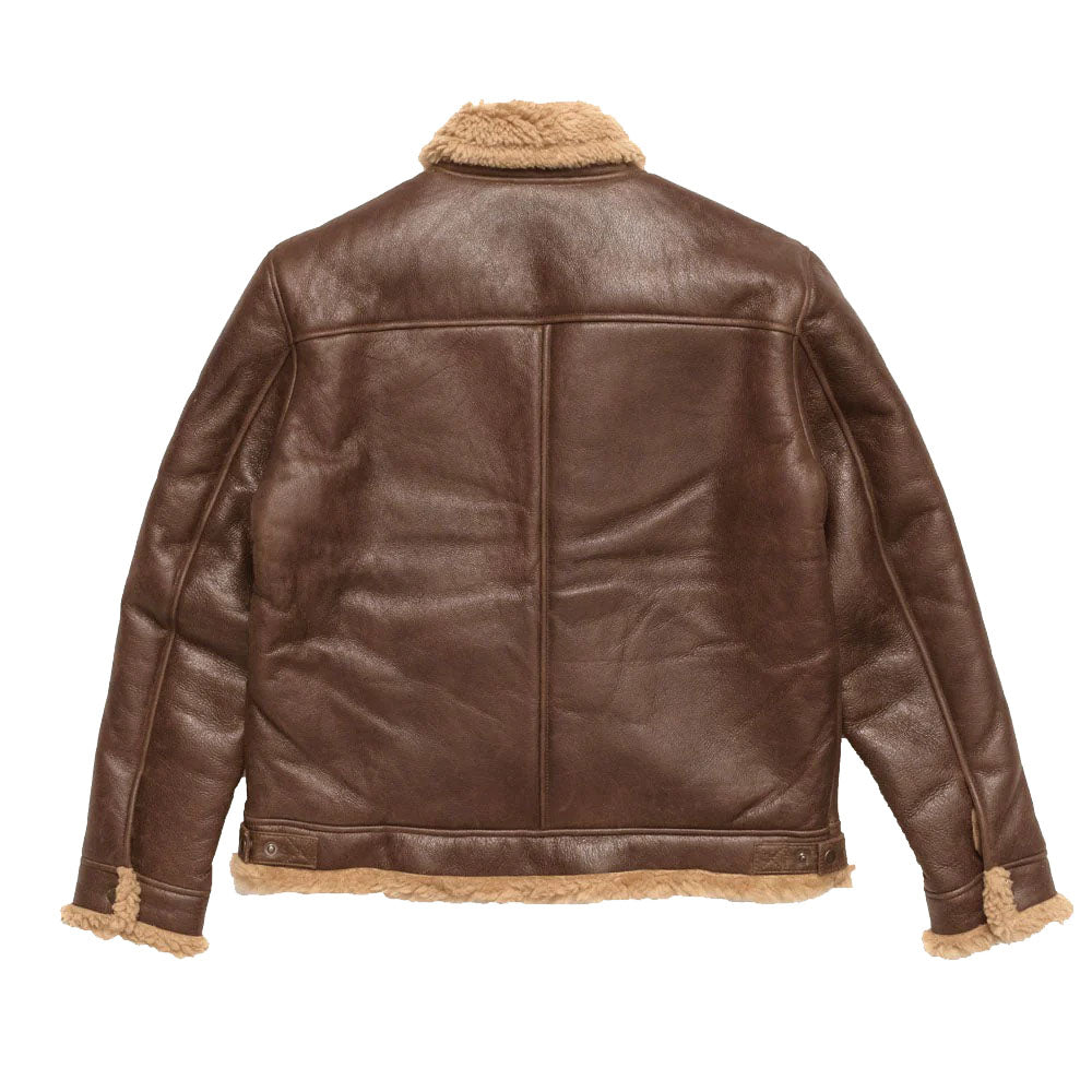 Men's Brown Aviator Shearling Leather Bomber Jacket - AMSEL LEATHERS