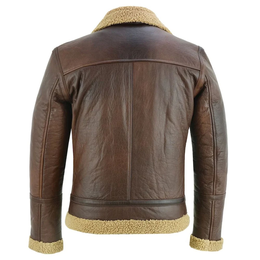 Men's Brown Fur Aviator Bomber Jacket - Flying Pilot Style - AMSEL LEATHERS