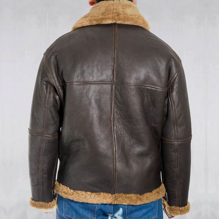 Men's Brown Sheepskin WW2 RAF Flying Jacket - AMSEL LEATHERS