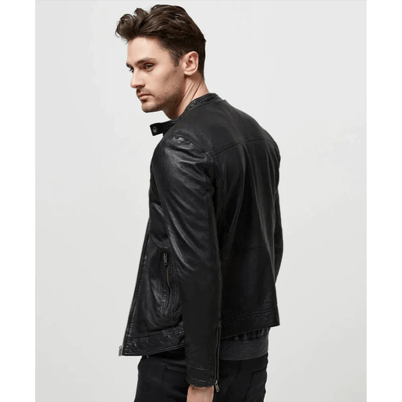 Men's Classic Black Leather Jacket - AMSEL LEATHERS