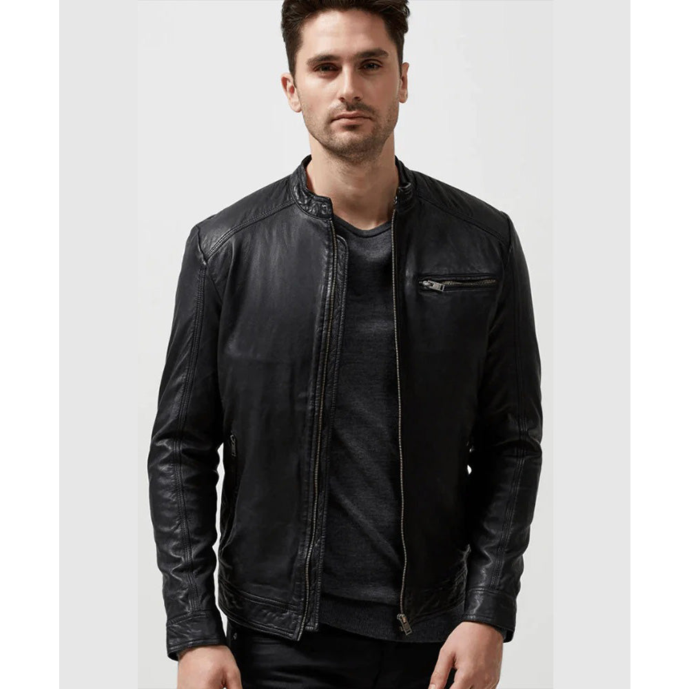 Men's Classic Black Leather Jacket - AMSEL LEATHERS